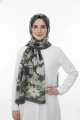 Flora Model Retro Desen Şal - Haki Yeşil