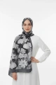 Flora Model Retro Desen Şal - Gri Siyah