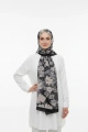 Flora Model Retro Desen Şal - Siyah Beyaz