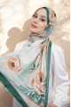 Gül Desen Retro Şal - Yeşil