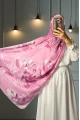 Roza Model Retro Desen Şal - Pembe