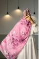 Roza Model Retro Desen Şal - Pembe