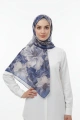 Lacivert Serisi Pamuk El Dikişli Eşarp - 9