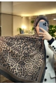 Leopar Desen Şal - Acı Kahve