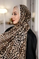 Leopar Desen Şal - Kahve Ekru