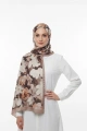 Flora Model Retro Desen Şal - Vizon Kahve