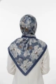 Sedef Model Retro Desen Şal - Mavi