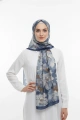 Sedef Model Retro Desen Şal - Mavi