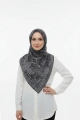 Siyah Serisi Pamuk El Dikişli Eşarp - 6