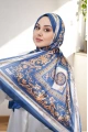 V Model Vual İpek Şal - Lacivert