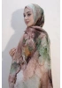 Çınar Model Retro Desen Retro Şal - Bej Yeşil