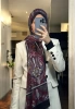 Bohemian Model Retro Şal - Bordo - Siyah
