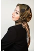 Çiçek Soft Pamuk Eşarp - Haki