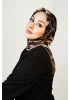 Çiçek Soft Pamuk Eşarp - Siyah Krem