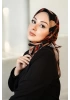 Çiçek Soft Pamuk Eşarp - Siyah Turuncu
