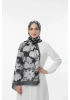Flora Model Retro Desen Şal - Gri Siyah