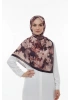 Flora Model Retro Desen Şal - Koyu Mor Kahve