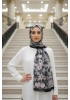 Flora Model Retro Desen Şal - Siyah Beyaz