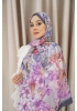 Lavanta Model Retro Desen Şal - Gri-Lila