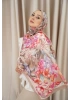 Lavanta Model Retro Desen Şal - Vizon- Pembe
