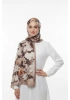 Flora Model Retro Desen Şal - Vizon Kahve