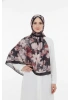 Flora Model Retro Desen Şal - Siyah Bordo