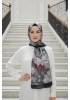 Sedef Model Retro Desen Şal - Siyah Gri