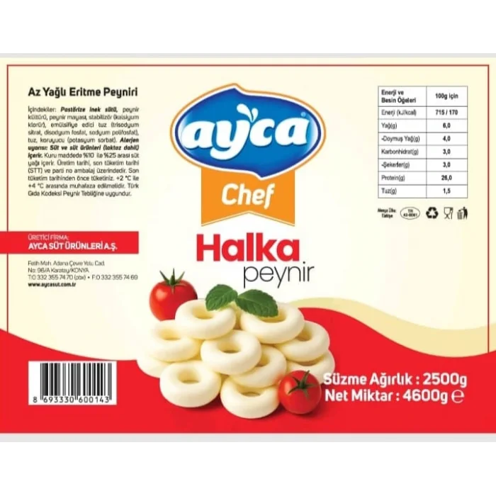 AYCA CHEF HALKA PEYNİR 2500 GR