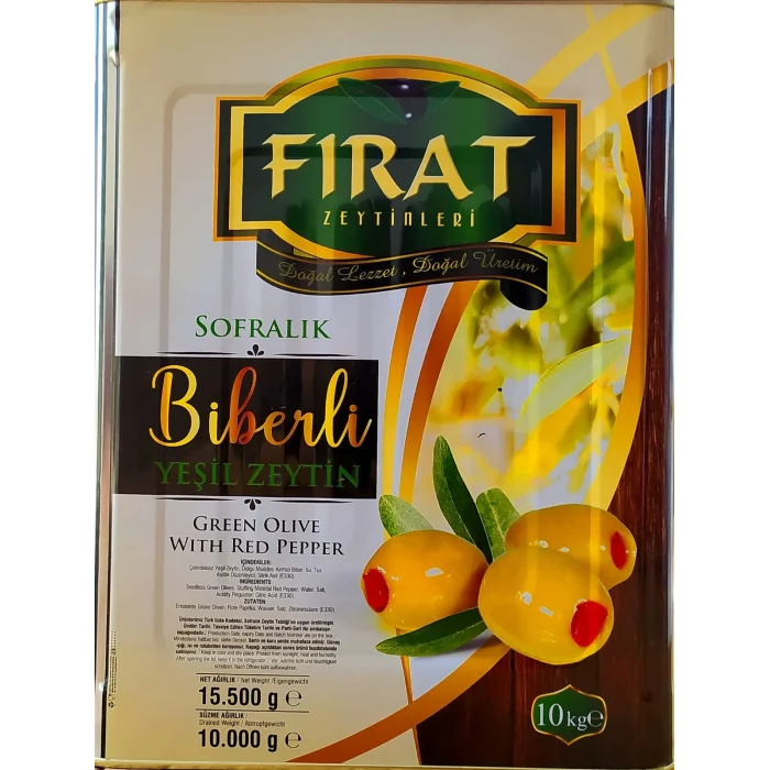 FIRAT YEŞİL BİBERLİ ZEYTİN 10 KG 161 - 180