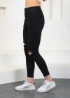 Füme Diz Yırtık Yüksek Bel Pantolon Skinny Jeans