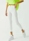 Beyaz Yüksek Bel Skinny Fit Jean Likralı Önü Cepsiz Tayt Pantolon