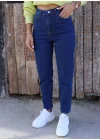 Lacivert Mom S Jeans Likralı Yüksek Bel Pantolon