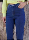 Lacivert Mom S Jeans Likralı Yüksek Bel Pantolon