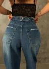 Premium Yıkamalı Kemerli Baggy Jeans