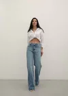 Premium Yıkamalı Wide Leg Jeans