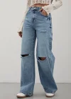 Premium Yıkamalı Wide Leg Jeans