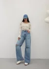 Premium Yıkamalı Wide Leg Jeans