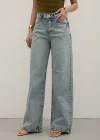 Premium Yıkamalı Wide Leg Jeans