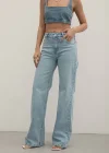 Premium Yıkamalı Wide Leg Jeans