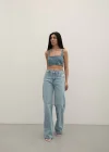 Premium Yıkamalı Wide Leg Jeans