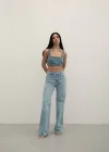 Premium Yıkamalı Wide Leg Jeans
