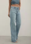 Premium Yıkamalı Wide Leg Jeans
