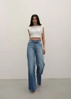 Premium Yıkamalı Wide Leg Jeans