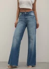 Premium Yıkamalı Wide Leg Jeans