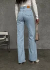 Ice Blue Premium Yıkamalı Wide Leg Jeans