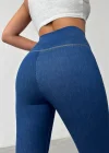Navy Blue Ekstra Yüksek Bel Kot Tayt Pantolon Jeggings