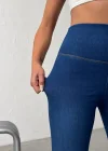 Navy Blue Ekstra Yüksek Bel Kot Tayt Pantolon Jeggings