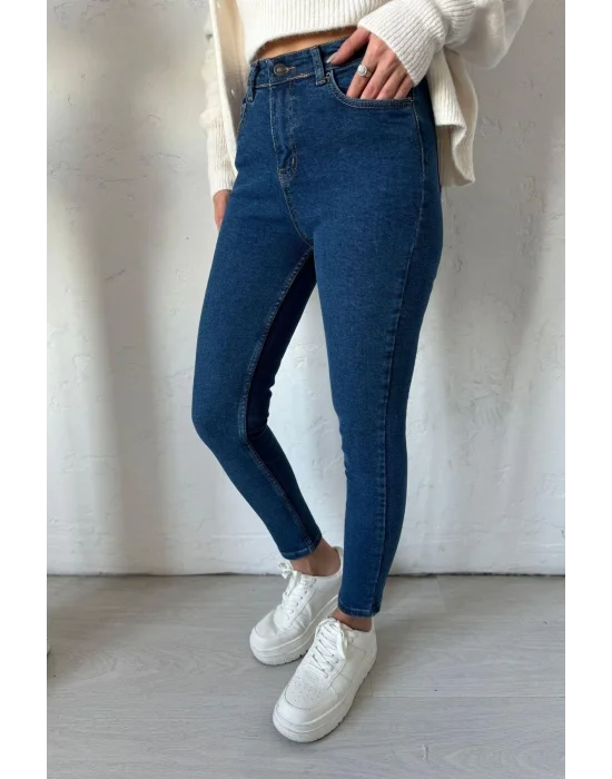 Mavi Yüksek Bel Pantolon Skinny Jeans