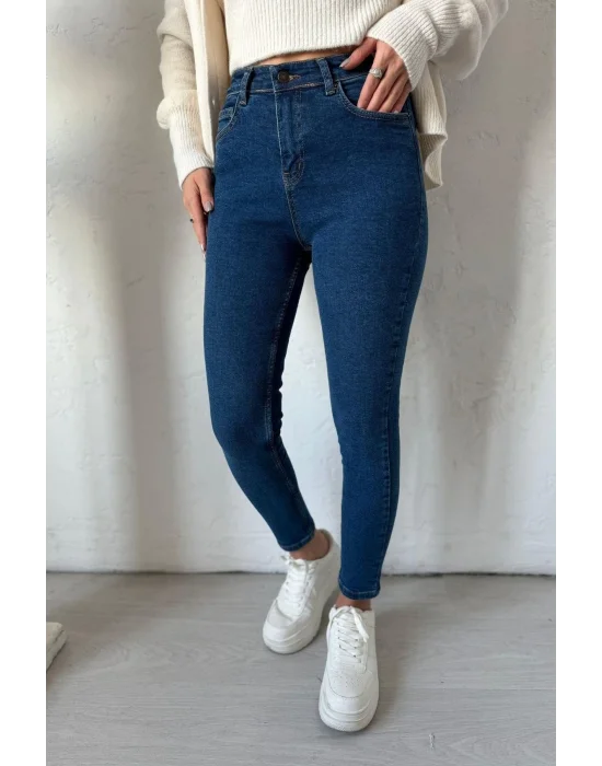 Mavi Yüksek Bel Pantolon Skinny Jeans