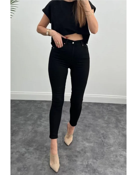Siyah Yüksek Bel Pantolon Skinny Jeans